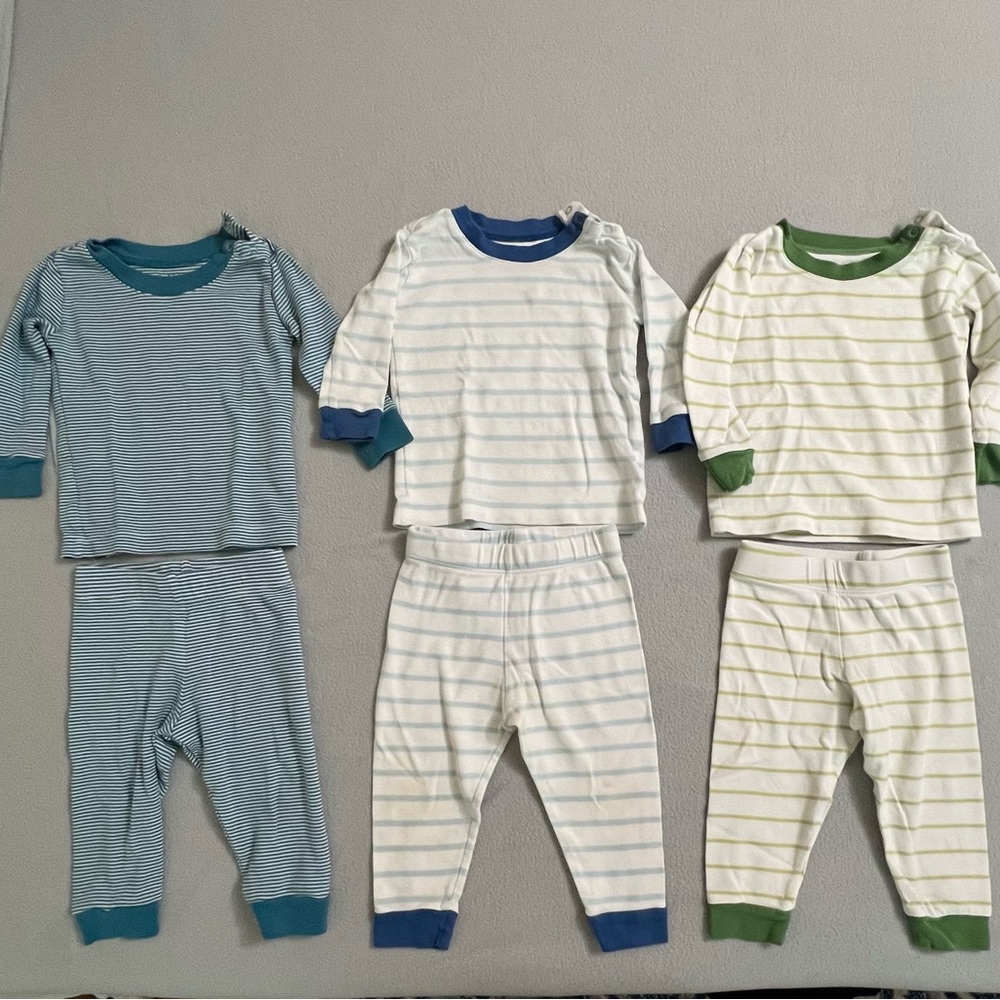 LAKE Striped Kids Pajama Set - Blue, Green, and White